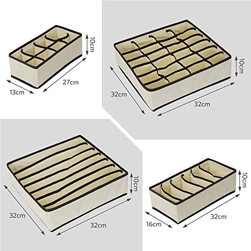 Evance Organizadores de Cajones para Ropa Interior, 6 Cajas Plegable Organizador de Almacenamiento para Almacenar Calcetines, Bufandas, Sujetador (Beige)