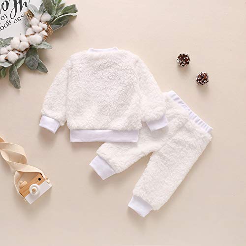 EVANJ Infant bebé Niños niñas Dibujos Animados Zorro Invierno Fleece Manga Larga Pullover Tops + Pantalones Trajes(3-18 Meses) (Blanco, 9-12 Months) EVANJ Infant bebé Niños niñas Dibujos Animados Zorro Invierno Fleece Manga Larga Pullover Tops + Pantalones Trajes(3-18 Meses) (Blanco, 9-12 Months)