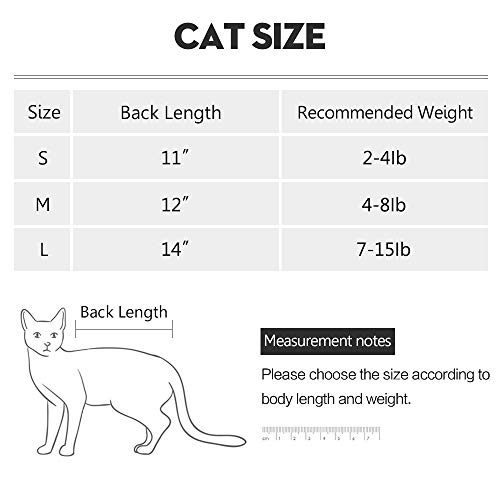 EVEL - Traje de recuperación para gatos, transpirable, a rayas, quirúrgico, para enfermedades de la piel y heridas abdominales, cuello E, alternativa para gatos después de la cirugía, ropa interior EVEL - Traje de recuperación para gatos, transpirable, a rayas, quirúrgico, para enfermedades de la piel y heridas abdominales, cuello E, alternativa para gatos después de la cirugía, ropa interior