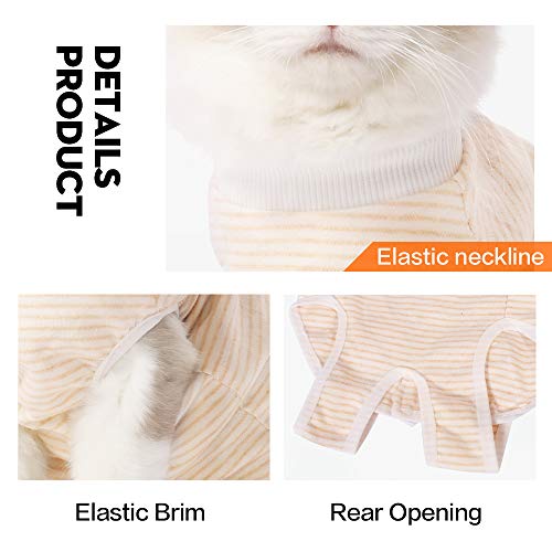EVEL - Traje de recuperación para gatos, transpirable, a rayas, quirúrgico, para enfermedades de la piel y heridas abdominales, cuello E, alternativa para gatos después de la cirugía, ropa interior EVEL - Traje de recuperación para gatos, transpirable, a rayas, quirúrgico, para enfermedades de la piel y heridas abdominales, cuello E, alternativa para gatos después de la cirugía, ropa interior