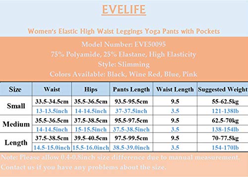 EVELIFE Pantalones Deportivos Alta Cintura Elásticos Yoga con Bolsillos Fitness Leggings Gimnasio (Azul Clásico Medium)