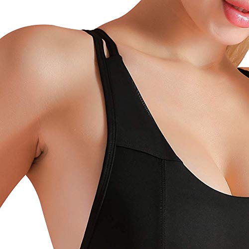 EVELIFE Sujetador Deportivo Mujer con Almohadillas Extraíbles Espalda Cruzada, Respirable Yoga Bra Deporte sin Costuras para Gimnasio Fitness Ejercicio (Negro, Large)