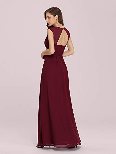 Ever-Pretty A-línea Vestido de Noche Gasa Cuello en V sin Mangas Largo para Mujer Borgoña 36 Ever-Pretty A-línea Vestido de Noche Gasa Cuello en V sin Mangas Largo para Mujer Borgoña 36