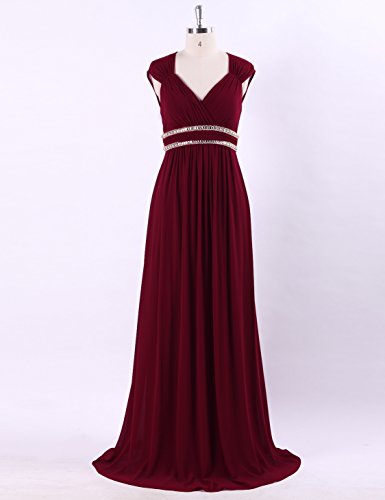 Ever-Pretty A-línea Vestido de Noche Gasa Cuello en V sin Mangas Largo para Mujer Borgoña 36 Ever-Pretty A-línea Vestido de Noche Gasa Cuello en V sin Mangas Largo para Mujer Borgoña 36