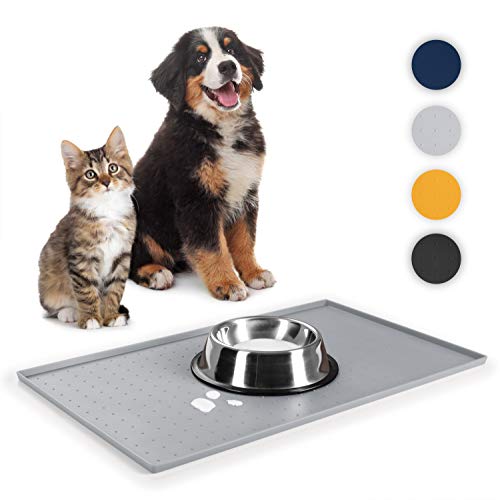 EVERANIMALS Alfombra Comedero Perro y Gato de Silicona con Borde Extra Alto Antideslizante Impermeable y Protege el Suelo de Manchas y Humedad EVERANIMALS Alfombra Comedero Perro y Gato de Silicona con Borde Extra Alto Antideslizante Impermeable y Protege el Suelo de Manchas y Humedad