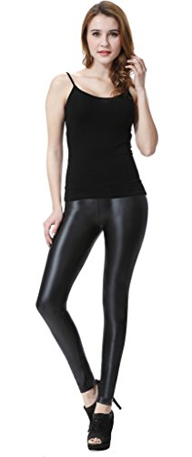 Everbellus Leggings de piel sintética para mujer, talle alto negro negro L Everbellus Leggings de piel sintética para mujer, talle alto negro negro L