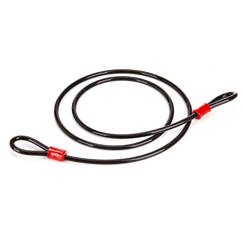 EVEREST FITNESS Cable Antirrobo Universal de Acero Revestido en Plástico, 200 cm - Cuerda de Bucle, Cable de Acero, Candado de Cadena