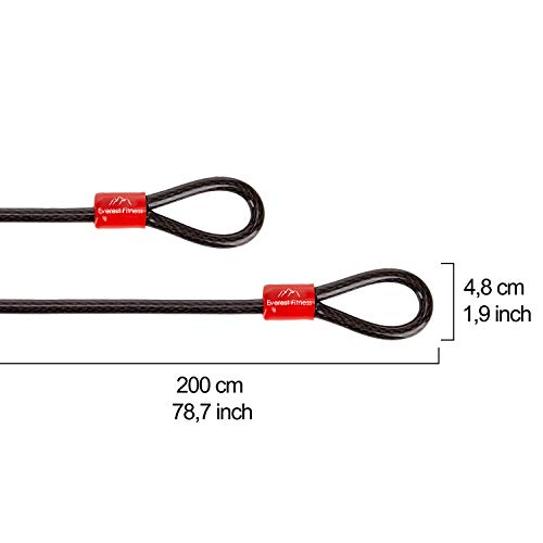 EVEREST FITNESS Cable Antirrobo Universal de Acero Revestido en Plástico, 200 cm - Cuerda de Bucle, Cable de Acero, Candado de Cadena