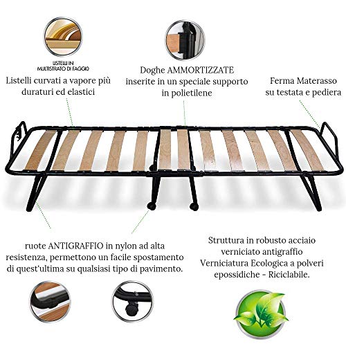 Evergreenweb – Cama Plegable con colchón Individual viscoelástico 80 X 190 y viscoelástico Gratis, somier de láminas de Madera de Emergencia extraíble para Ahorrar Espacio Desmontable para huéspedes