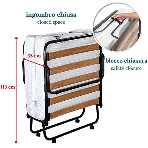 Evergreenweb – Cama Plegable con colchón Individual viscoelástico 80 X 190 y viscoelástico Gratis, somier de láminas de Madera de Emergencia extraíble para Ahorrar Espacio Desmontable para huéspedes Evergreenweb – Cama Plegable con colchón Individual viscoelástico 80 X 190 y viscoelástico Gratis, somier de láminas de Madera de Emergencia extraíble para Ahorrar Espacio Desmontable para huéspedes
