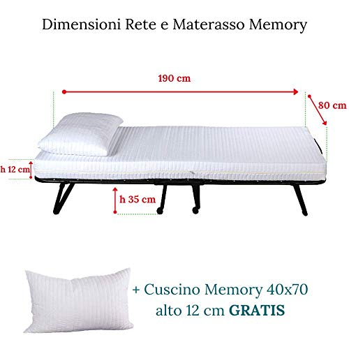 Evergreenweb – Cama Plegable con colchón Individual viscoelástico 80 X 190 y viscoelástico Gratis, somier de láminas de Madera de Emergencia extraíble para Ahorrar Espacio Desmontable para huéspedes