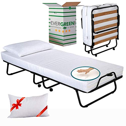 Evergreenweb – Cama Plegable con colchón Individual viscoelástico 80 X 190 y viscoelástico Gratis, somier de láminas de Madera de Emergencia extraíble para Ahorrar Espacio Desmontable para huéspedes Evergreenweb – Cama Plegable con colchón Individual viscoelástico 80 X 190 y viscoelástico Gratis, somier de láminas de Madera de Emergencia extraíble para Ahorrar Espacio Desmontable para huéspedes
