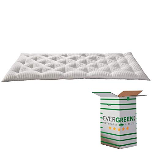 EvergreenWeb - Mejor Topper Colchón Individual 90x190 en Espuma Viscoelástica de 8 cm de Altura con Acolchado de 100% Arco Suave, Corrector para Colchón Incómodo, Futón con Funda Hipoalergénica