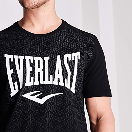 Everlast - Camiseta de cuello redondo para hombre, con estampado geométrico Negro Negro ( S