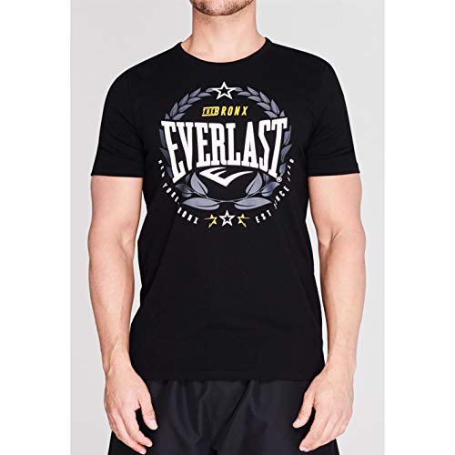Everlast - Camiseta de cuello redondo para hombre, diseño de laurel Negro Negro ( L
