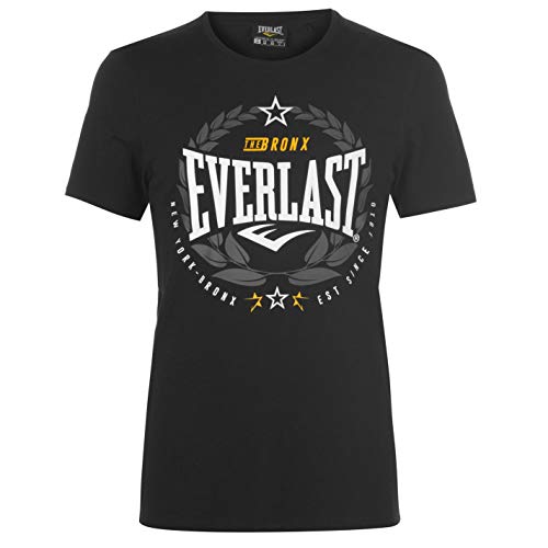 Everlast - Camiseta de cuello redondo para hombre, diseño de laurel Negro Negro ( L Everlast - Camiseta de cuello redondo para hombre, diseño de laurel Negro Negro ( L