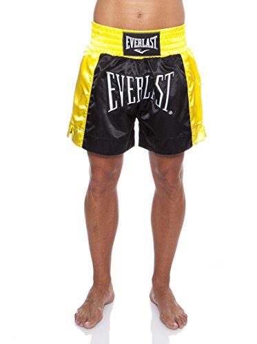 Everlast de Boxeo Pantalón de Thai Boxing, Unisex, Negro/Dorado, XL