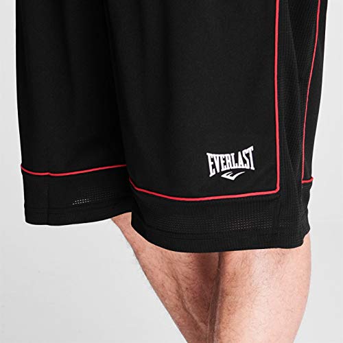 Everlast - Pantalones cortos de baloncesto para hombre, sueltos, ropa deportiva, Todo el año, Hombre, color negro/rojo, tamaño L