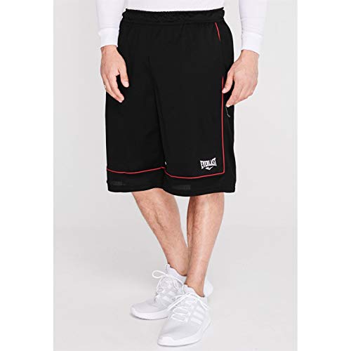 Everlast - Pantalones cortos de baloncesto para hombre, sueltos, ropa deportiva, Todo el año, Hombre, color negro/rojo, tamaño M