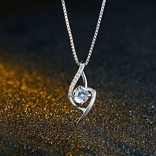 EVERU Conjunto de Joyas Corazón de Plata 925 para Mujeres, Juego de Collar y Aretes Brillante Circonita Regalos Originales con Hermosa Caja Regalo