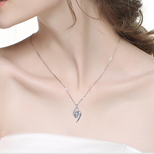 EVERU Conjunto de Joyas Corazón de Plata 925 para Mujeres, Juego de Collar y Aretes Brillante Circonita Regalos Originales con Hermosa Caja Regalo