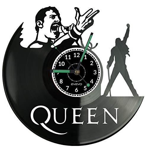 EVEVO Queen Reloj De Pared Vintage Accesorios De Decoración del Hogar Diseño Moderno Reloj De Vinilo Colgante Reloj De Pared Reloj Único 12" Idea de Regalo Creativo Vinilo Pared Reloj Queen