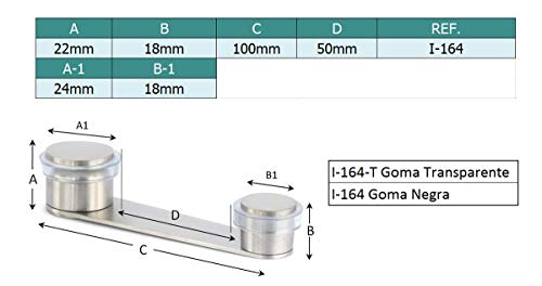 EVI Herrajes I-164-TAD Tope, Retenedor, Adhesivo,Giratorio, de Acero Inoxidable, Goma Transparente, Puerta de 50 mm EVI Herrajes I-164-TAD Tope, Retenedor, Adhesivo,Giratorio, de Acero Inoxidable, Goma Transparente, Puerta de 50 mm