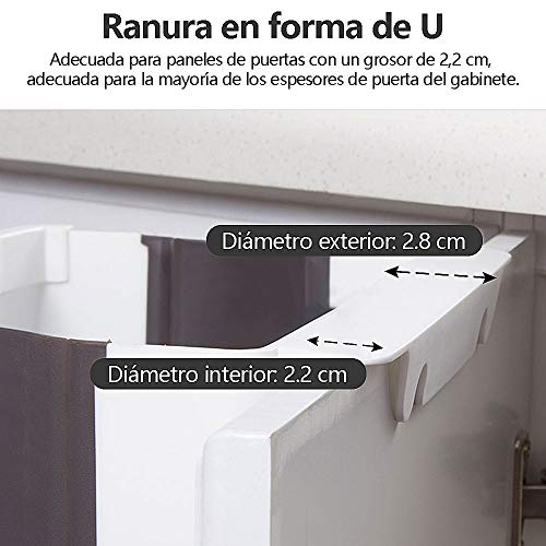 EVILTO Cubos de Basura Plegable Bote de Basura Colgante Basurero Plegable Basura Extraible para la Cocina, Dormitorio y Coche, 9L, Blanco