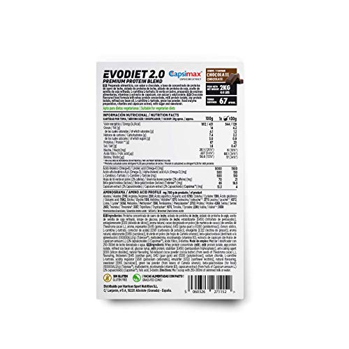 Evodiet de HSN | Batido de Proteínas para Adelgazar | con Té Verde + Carnitina + Efecto Termogénico + Quemagrasas + Mantener Masa Muscular | Vegetariano, Sin Gluten, Sabor Chocolate, 2Kg Evodiet de HSN | Batido de Proteínas para Adelgazar | con Té Verde + Carnitina + Efecto Termogénico + Quemagrasas + Mantener Masa Muscular | Vegetariano, Sin Gluten, Sabor Chocolate, 2Kg