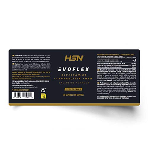 Evoflex de HSN | Glucosamina + Condroitina + MSM | Suplemento para las Articulaciones, Antiinflamatorio Natural | Sin Pescado, Sin Gluten, Sin Lactosa, 120 cápsulas