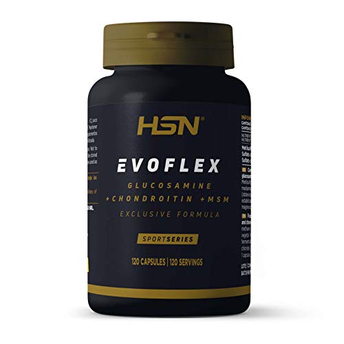 Evoflex de HSN | Glucosamina + Condroitina + MSM | Suplemento para las Articulaciones, Antiinflamatorio Natural | Sin Pescado, Sin Gluten, Sin Lactosa, 120 cápsulas