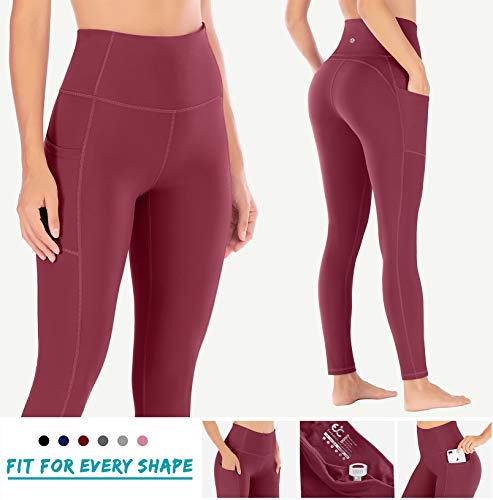 Ewedoos - Pantalones de yoga para mujer con bolsillos, leggings con bolsillos, cintura alta, control de vientre, pantalones no transparentes para hacer ejercicio - - M