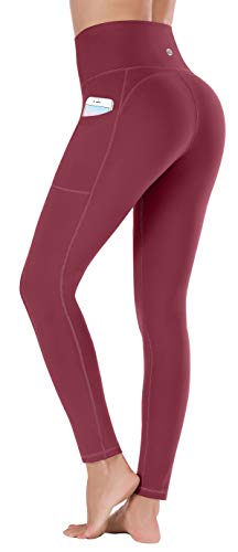 Ewedoos - Pantalones de yoga para mujer con bolsillos, leggings con bolsillos, cintura alta, control de vientre, pantalones no transparentes para hacer ejercicio - - M