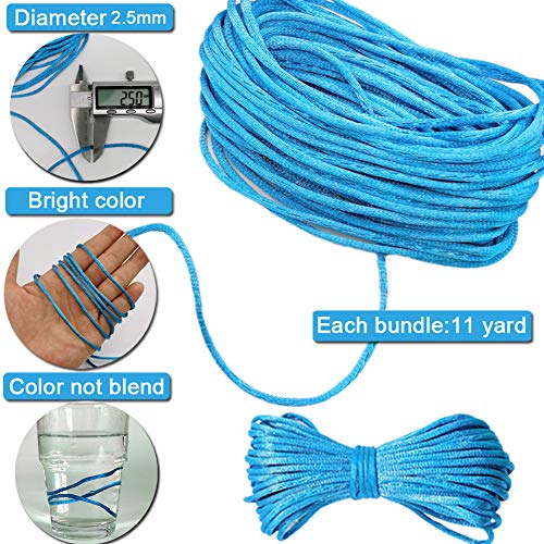 Ewparts 12 paquetes 2.5mm Satin / Rattail cuerda de seda para collar pulsera cordón de reborde para joyería haciendo accesorios, 10 metros cada uno