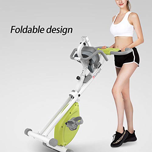 EWQ Bicicleta estática plegable para el hogar, con diseño de respaldo, control magnético silencioso, ajuste de resistencia a 8 velocidades, bicicleta de fitness y entrenamiento de abdominales