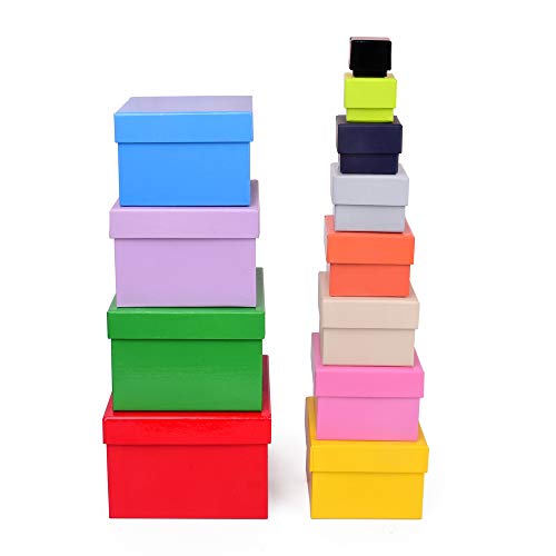 ewtshop® cajas de regalo, 12 unidades, material estable con papel de estraza multicolor, también para scrapbooking
