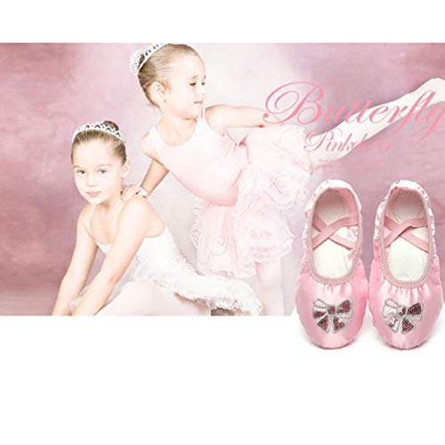 EXCEART 1 par de Zapatos de Ballet para Niños Zapatos de Baile de Suela Blanda Lentejuelas Bordadas Bailarinas Zapatillas de Baile Zapatos Planos de Pilates para Niñas Y Niños Pequeños (Talla 28 Rosa)