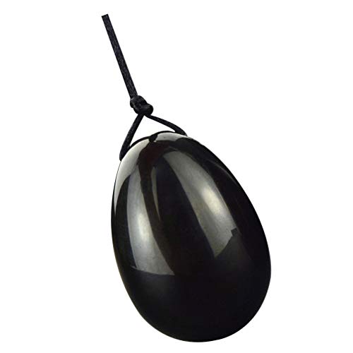 EXCEART Huevo de Obsidiana Negra Yoni con Hilo No Encerado Cristal de Cuarzo Perforado Huevo de Jade Chakra Curación Yoga Ejercicio Huevos para Músculos Ejercicio de Kegel 30 Mm