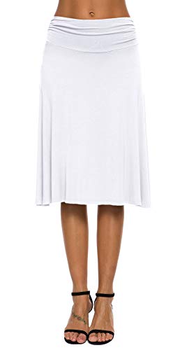 EXCHIC Falda de Yoga para Mujer con Mini Llamarada (L, Blanco) EXCHIC Falda de Yoga para Mujer con Mini Llamarada (L, Blanco)