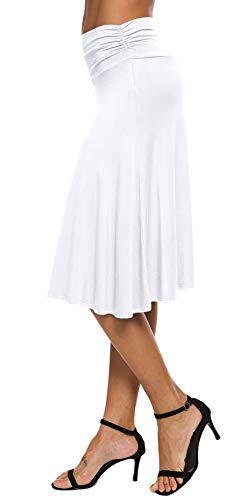 EXCHIC Falda de Yoga para Mujer con Mini Llamarada (L, Blanco) EXCHIC Falda de Yoga para Mujer con Mini Llamarada (L, Blanco)