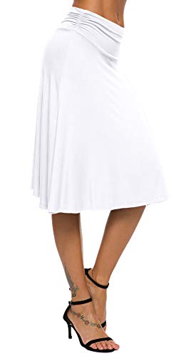 EXCHIC Falda de Yoga para Mujer con Mini Llamarada (L, Blanco)