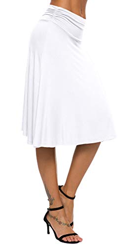 EXCHIC Falda de Yoga para Mujer con Mini Llamarada (L, Blanco) EXCHIC Falda de Yoga para Mujer con Mini Llamarada (L, Blanco)