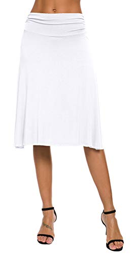 EXCHIC Falda de Yoga para Mujer con Mini Llamarada (L, Blanco) EXCHIC Falda de Yoga para Mujer con Mini Llamarada (L, Blanco)