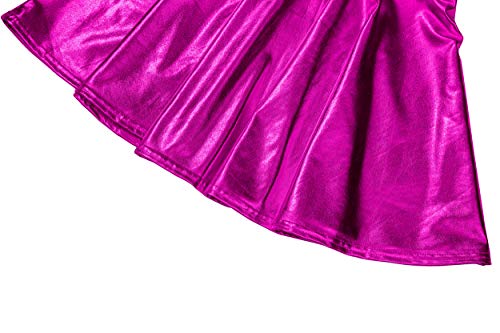 EXCHIC Mujer Falda Skater Acampanada MetƔlica Brillante (L, Rosa roja) EXCHIC Mujer Falda Skater Acampanada MetƔlica Brillante (L, Rosa roja)