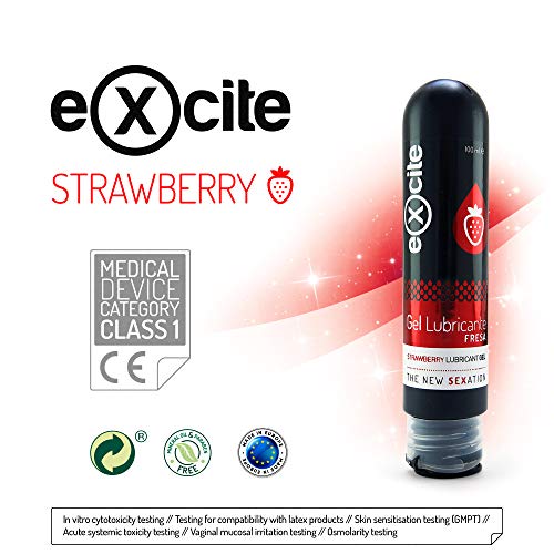 EXCITE Gel lubricante íntimo sabor a fresa a base de agua. 100ml. EXCITE Gel lubricante íntimo sabor a fresa a base de agua. 100ml.