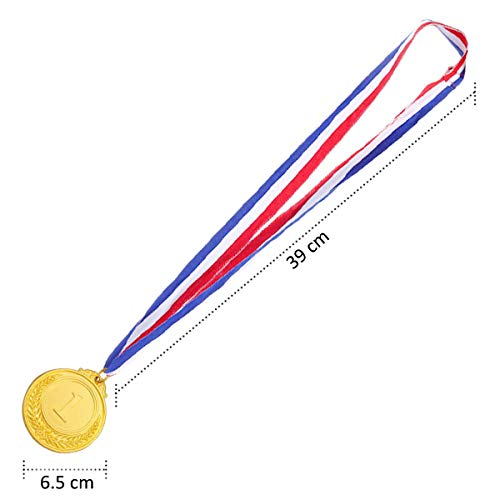 ExeQianming Medallas de premio de bronce con cinta para el cuello, medalla de metal de estilo olímpico, 3 piezas