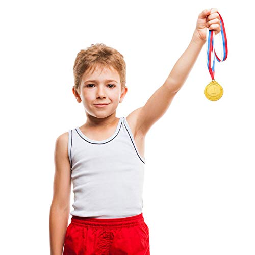 ExeQianming Medallas de premio de bronce con cinta para el cuello, medalla de metal de estilo olímpico, 3 piezas