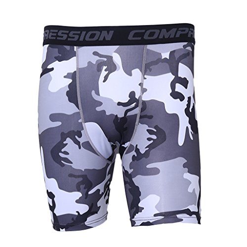 Exing – Pantalón corto de camuflaje para hombre – gimnasio, compresión, pantalones ceñidos Negro M
