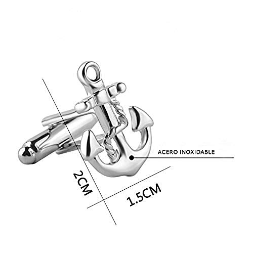 EXINOX Gemelos Ancla para Camisa Nautica Collection | Ancla Barco Mar | Color Plata | Acero Inoxidable