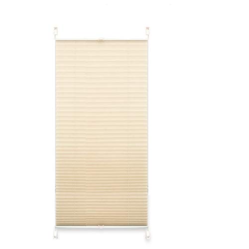 EXKLUSIV HEIMTEXTIL Estor plisado tensado con pinzas sin taladrar, estor plegable para ventana, 80 x 220 cm, beige